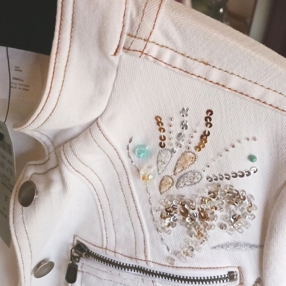 Vintage Cache New... White denim jacket,embellishments,size S, - Picture 14 of 16